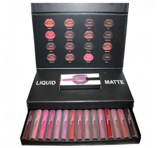Блеск для губ в наборе 16 шт. Huda Beauty Liquid Matte